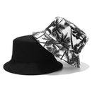 Canvas Fisherman Hat Unisex Printed Coconut Tree Double-Sided Wearing Cap O K7H9