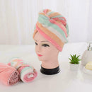 Rainbow Strips Hair Towel Quick Magic Dry Hat Cap Twist Head Towel X7E4