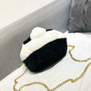 Cute Plush Panda Shoulder Bags Women Girls Chain Zipper Messenger Clutch