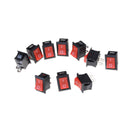 10pcs Red Rocker Switch 2 Pin KCD1-101 250V 6A Boatlike Switch 15*21MMA Nw
