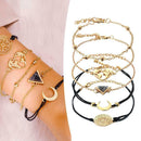 5pcs/set Boho Bracelet Women Hollow Flower Bead Chain Moon Alloy Jewelry