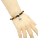 Fashion Women Tiger Eye Stone Flower Pendant Strand Bracelet Jewelry Gift