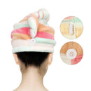 Cap Hair Rainbow Color Thick Dry Hair Wrap Towel Cap Coral Fleece Dry Hair Towel