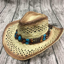 Men'S Rafi Straw Hat Beach Sunsreen Cowboy Hat Big Hat Along Picture Color