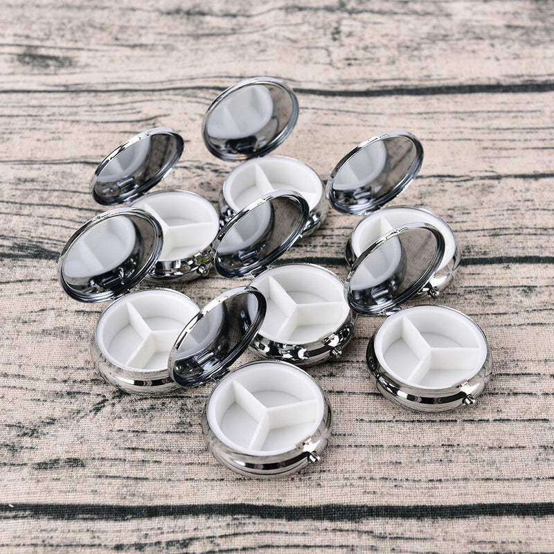 Metal Folding Pill Case Medicine Organizer Pill Box Makeup Storage Container TO