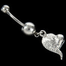 1pc Rhinestone Crystal Heart Barbells Navel Belly Bar Button Ring Body Pier