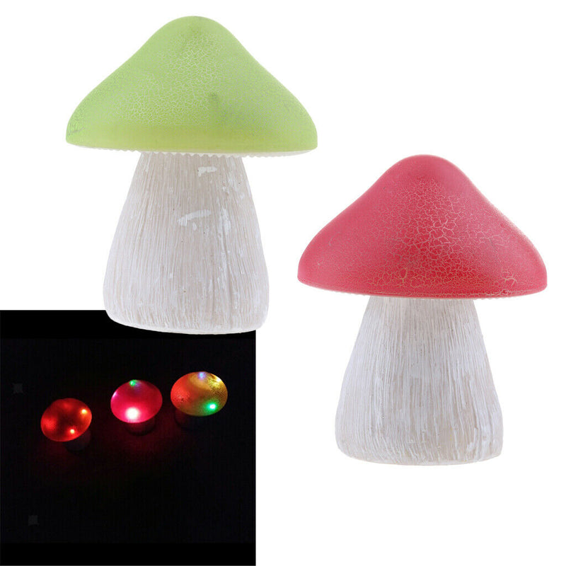 2x Solar Powered Mushroom LED Light Pathway Lamp Outdoor Garden Lights A+B