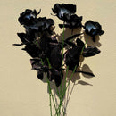 Black Open Roses Bush 10 Artificial Silk Flowers Bouquet Mens Perpect Love