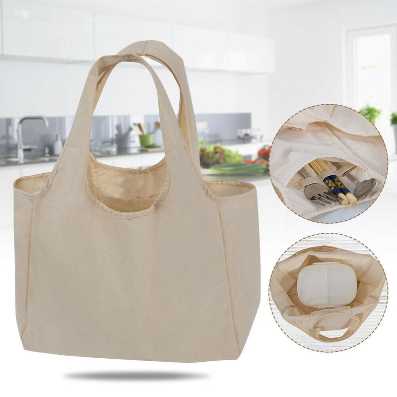 Pouch Cotton Blend Large Capacity Shopping Bag Double Handles Foldable Reusable