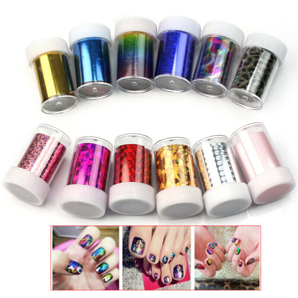 12 Rolls Mix Colors Fashion Design Nail Art Transfer Foil Nail Tips Decoration
