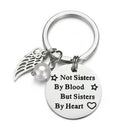 Letter Key ring Keychain Stainless 'Not Sisters by Blood but Sisters by Heart'