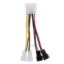 4-Pin Molex to 3-Pin fan Power Splitter Cable Adapter Connector 12v*2 /5v*2 10cm
