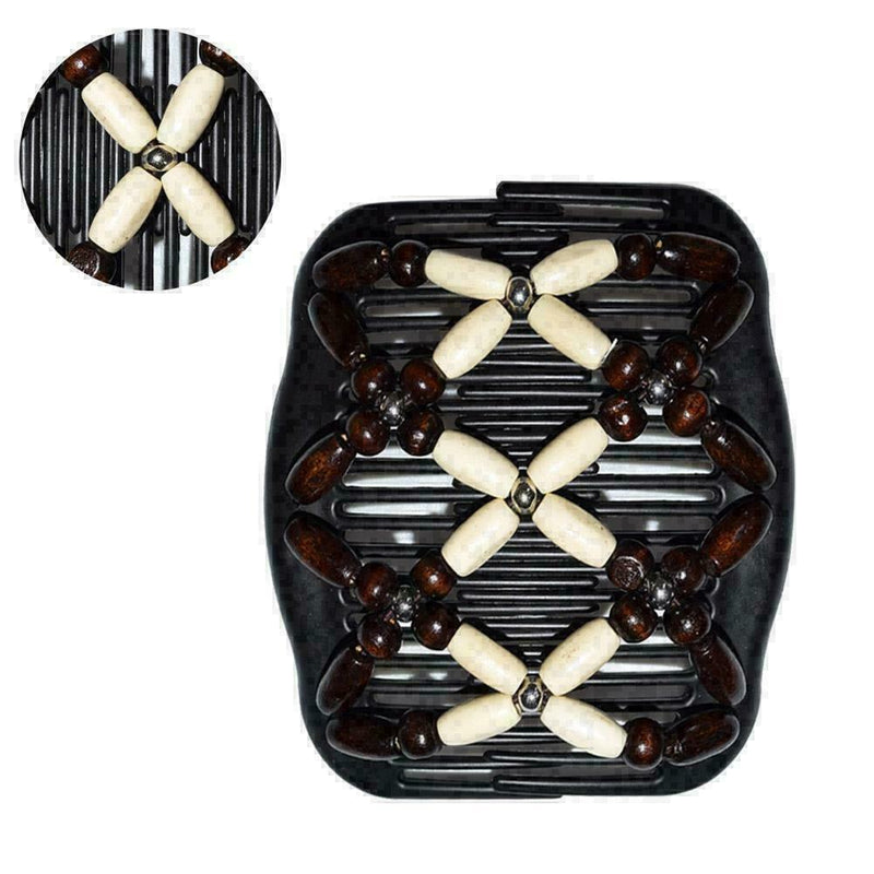 Handmade Magic Beads Double Hair Comb Stretchy Hair Combs Clips Elasticity W1R3