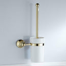 Golden Brass Bathroom Toilet Cleaning Brush Holder Cup Wall Mounted Set 370mm