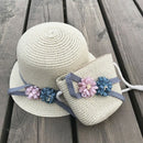 Straw Hats Girls Kids Sun Hats Summer Beach Hats Straw Woven Pocket Beige
