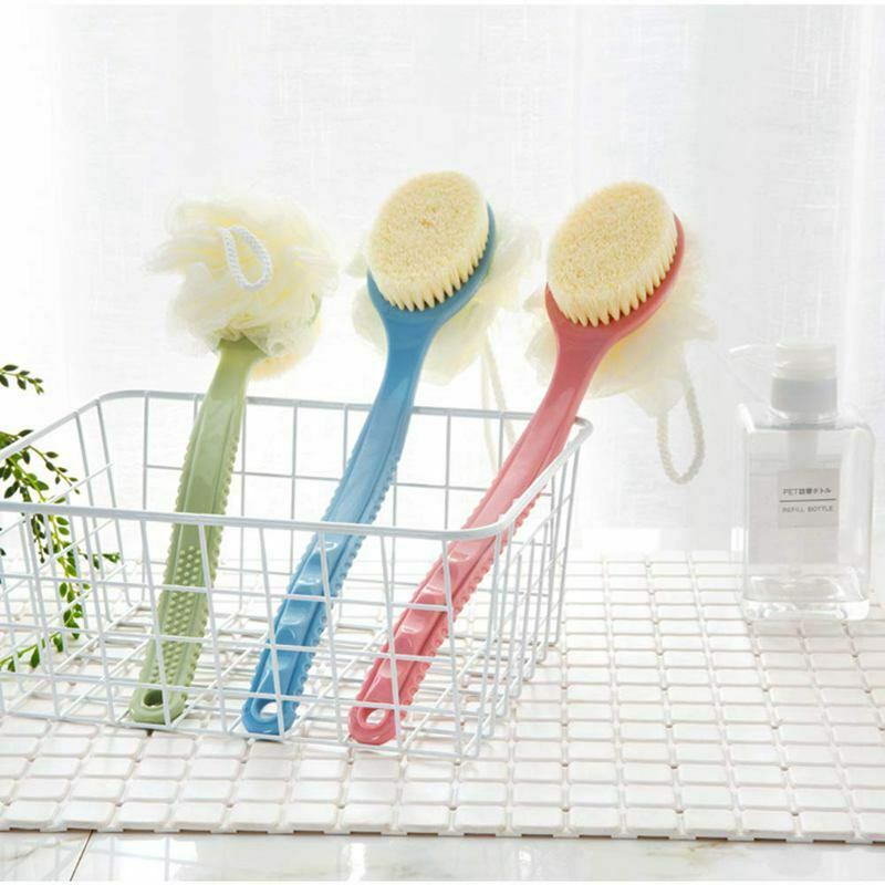 Shower Brush With Bristles And Bath Balls, Back Bath Net With A Long-Sleeve G9D6