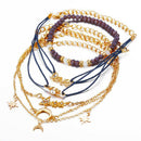 6pcs/set Star Moon Bead Love Bracelet Women Rope Chain Party Jewelry Gifts