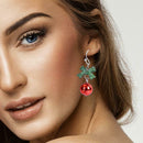 Christmas Drop Earrings Bowknot Round Ball Dangle for Women Jewelry Gift