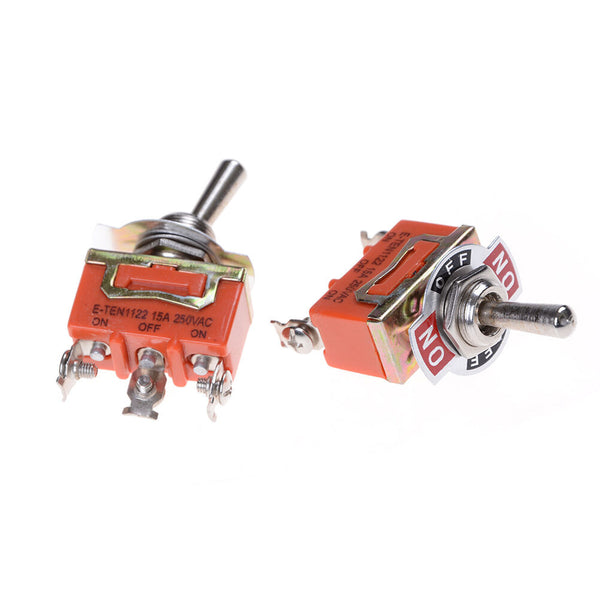 1Pcs 250V 15A ON-OFF-ON 3 Terminals Orange SPDT Locking Toggle Switc Bj