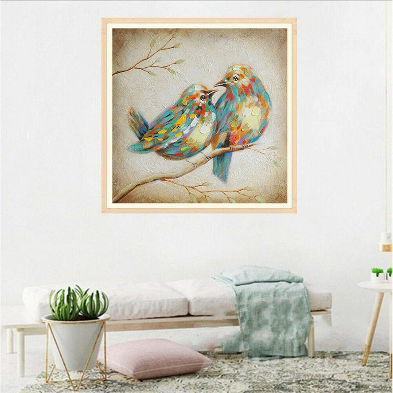 5D DIY Full Drill Diamond Painting 2 Birds Cross Stitch Embroidery Ornament