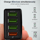 4 USB Travel Charger QC3.0 Quick Charging Charger UK Plug Adapter (Black) A