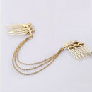 Fashion Women Metal Tassel Chain Hair Comb Bridal Leaf Headwear Jewelry Gifts