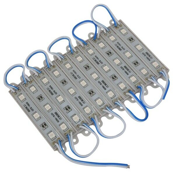 1*10pcs 5050 SMD 3 LED Module LED Strip String Light Waterproof DC 12V blue C5J1