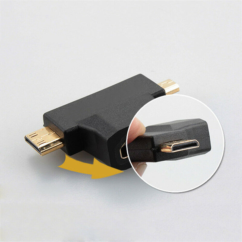 HDMI Female to Mini HDMI&Micro HDMI Male Trigonal Adapter Connector Converter