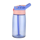 Portable 480mL Plastic Drinking Cup Sport Water Bottle w/Straw (Light Blue)