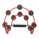 Hand Held Tambourine Double Row Metal Jingles Percussion Red