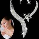 Prom Party Wedding Bridal  Crystal Rhinestone Star Necklace Earring Set Best Bj