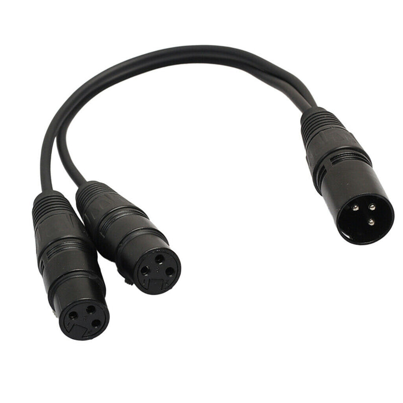 2Pack XLR 3Pin Male to Dual XLR Female Splitter Cable Adapter Converter 1ft