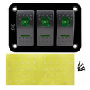 12V-24V-3-Gang-Toggle-Rocker-Switch-Panel-Green-LED-Light-On-Off-Car-Marine