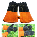 Pair Cowhide Welding Gloves Heat Resistant Work Glove Oven Baking Stove