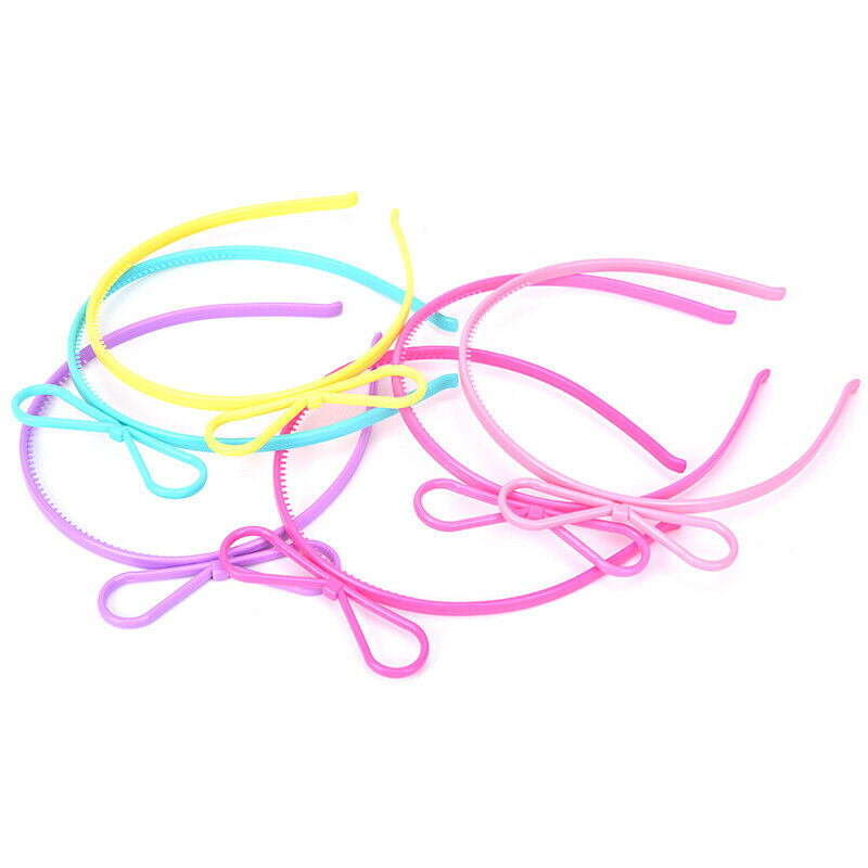 6x Child Stretchy Plastic Headband Candy Color BowknotTiara Hair Hoop Pa g Nw