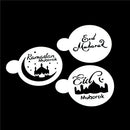 3pcs/set Mosque Eid Mubarak Ramadan Design Coffee Stencils Cake Template Tool TE
