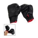 Black Faux Leather Sponge Pad Boxing Gloves Pair For Child