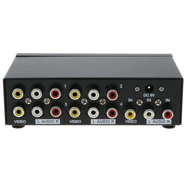 4Port AV Switch 3 RCA Splitter Adapter 1 Input 4 Output L/R Audio Video Switcher