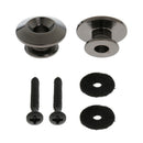2 Pieces Black Strap Button with Mounting Screw for Electric Guitar Bass Ukulele
