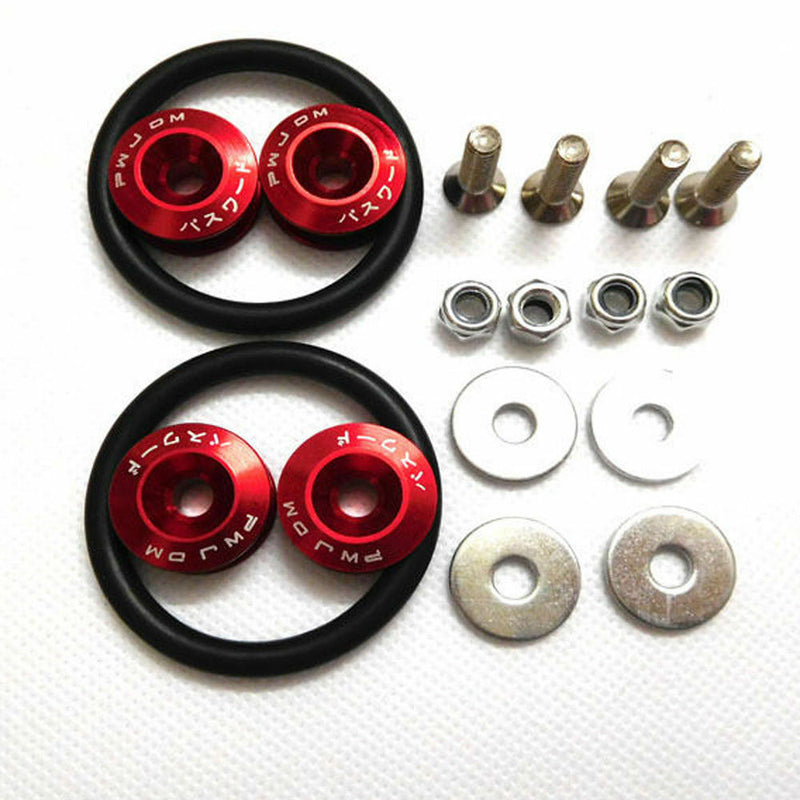 1-Set JDM Universal Quick Release Fasteners Red Kit Fit For Bumper & Trunk Hatch