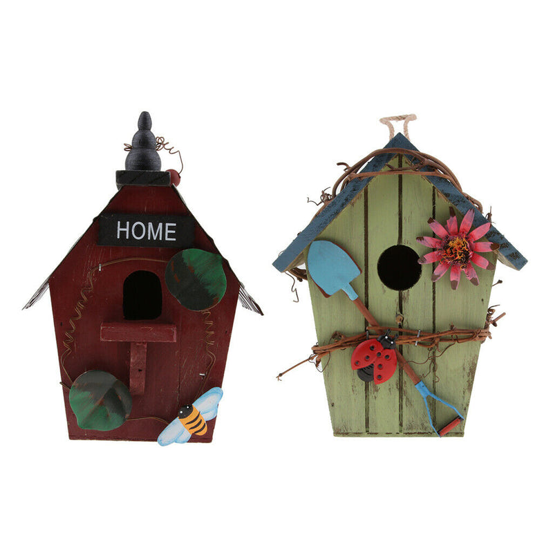2 Pcs Hand-made Backyard Bird Cottage Wooden Bird House - Bird Friendly - Home