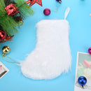 Christmas Stocking White Fluffy Plush Socks Candy Gift Bag Xmas Tree Decor