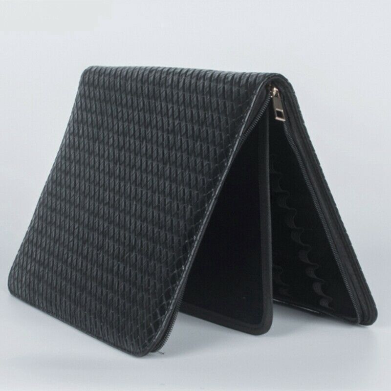 Large Capacity Fountain Pen Case PU Leather Black Color 48 Slots Pen Pouch  A2B5