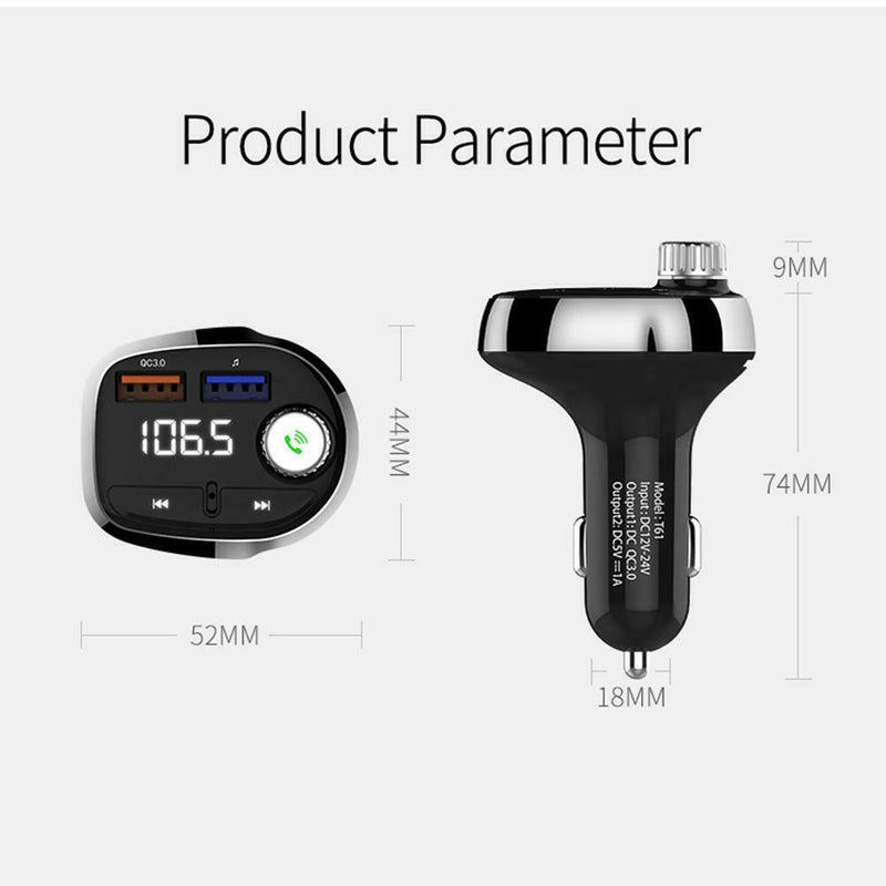 T61 USB Charger Bluetooth FM Transmitter Wireless Handsfree Car Kit MP3 Player