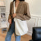 Plush Women Shoulder Messenger Bag Solid Big Capacity Shoulder Tote (White)