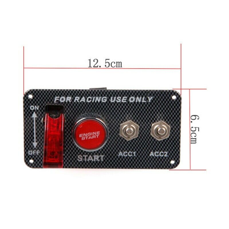 12V Carbon Fiber Panel Racing Engine Start Button Ignition Switch Panel LED R7D6