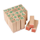 25xHappy Life diary stamp DIY rubber stamp wood stamp with wooden box