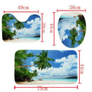 4Pcs Home Bathroom Decor Set Beach Cornerpattern Toilet Seat Cover Bath Mat