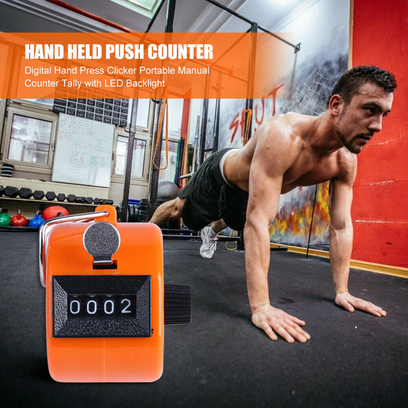 Digital Hand Press Clicker Portable Manual Tally with Backlight (Orange)