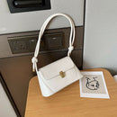 Women Solid Color Shoulder Bag PU Leather Tote Messenger Handbag (Beige)